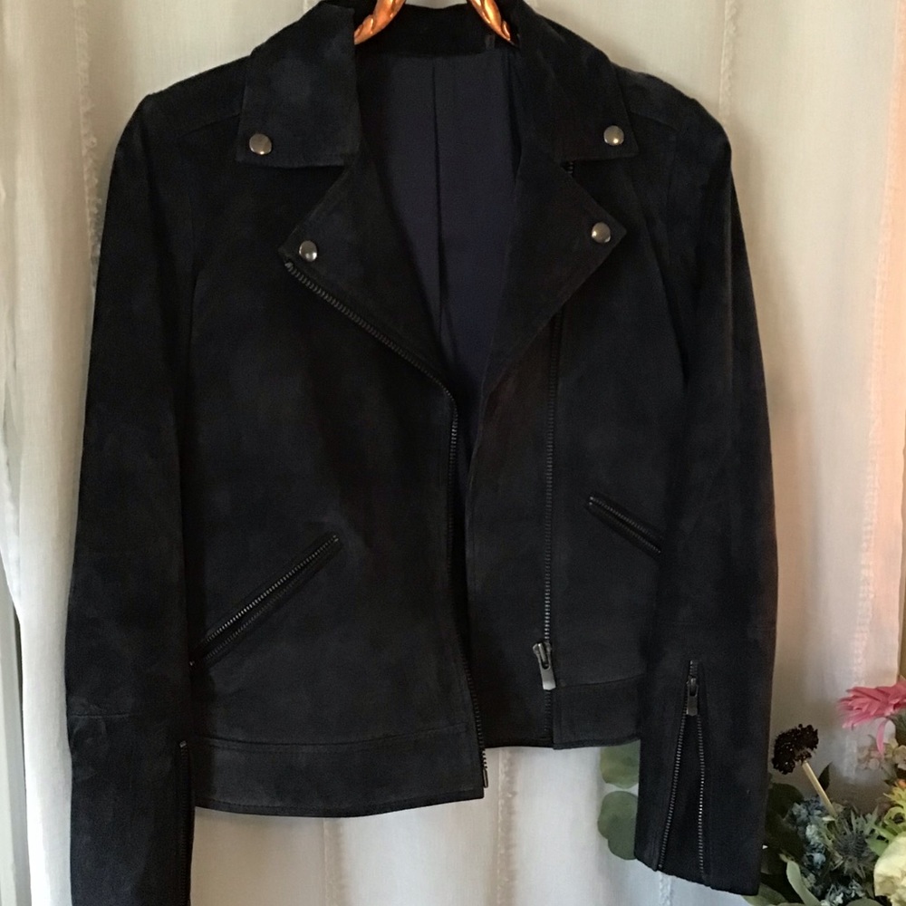 Ecru Suede Moto Jacket
